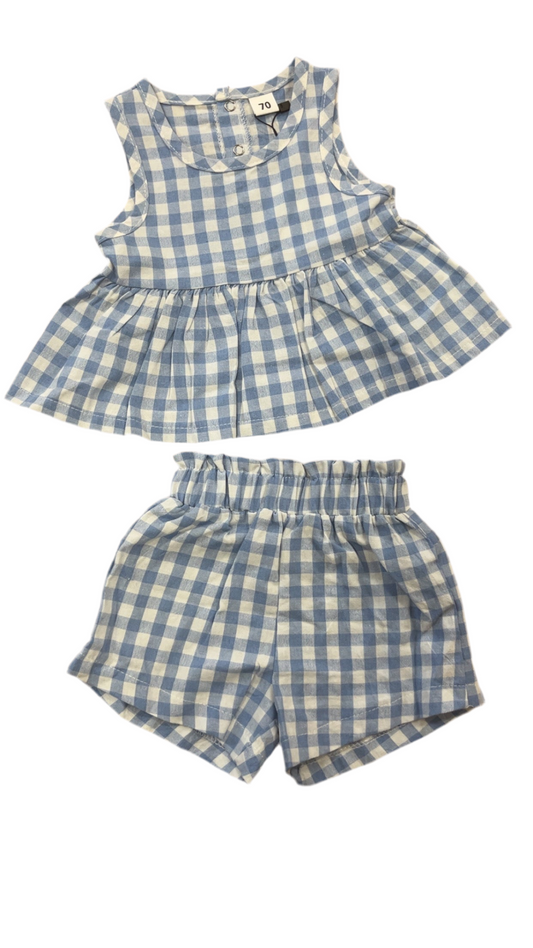 Alice Gingham Blue Bummie Set