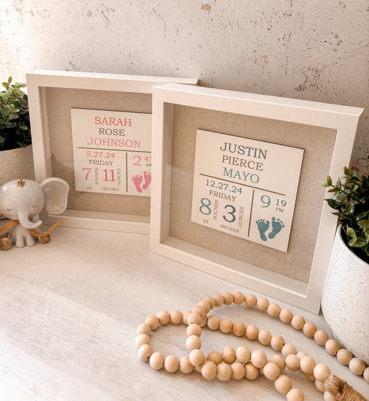 Baby Stats Keepsake Frame - Color