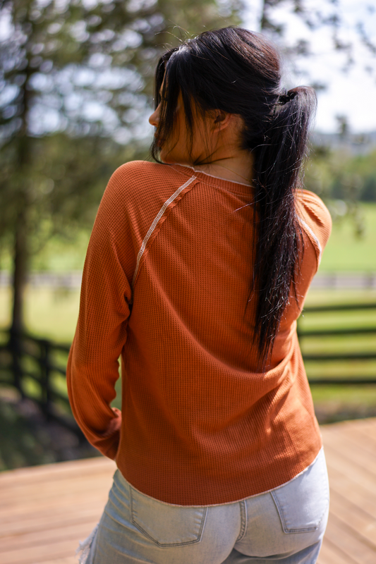 Cataleya Textured Round Neck Long Sleeve Top