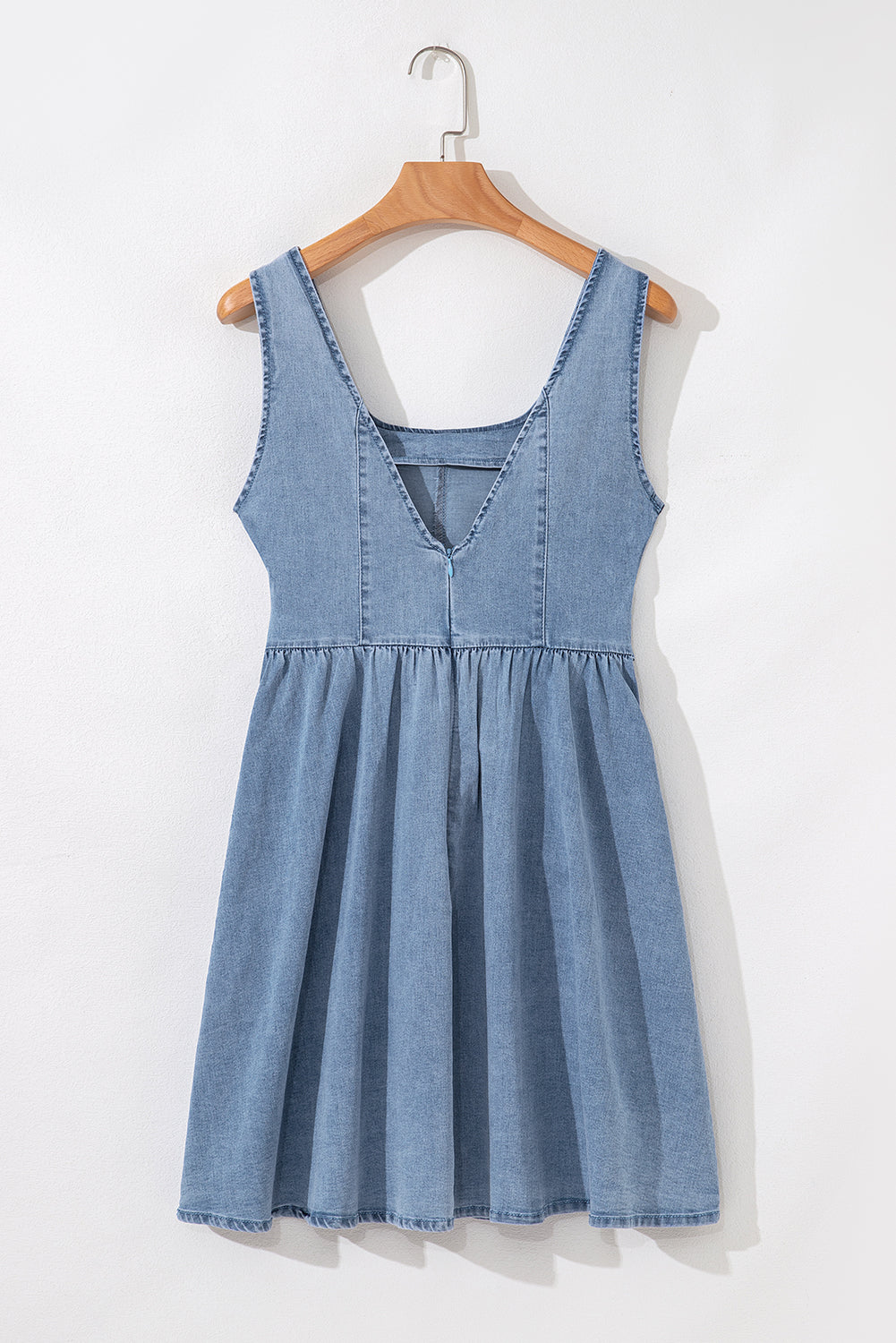 Emily Square Neck Bowknot A-line Denim Dress
