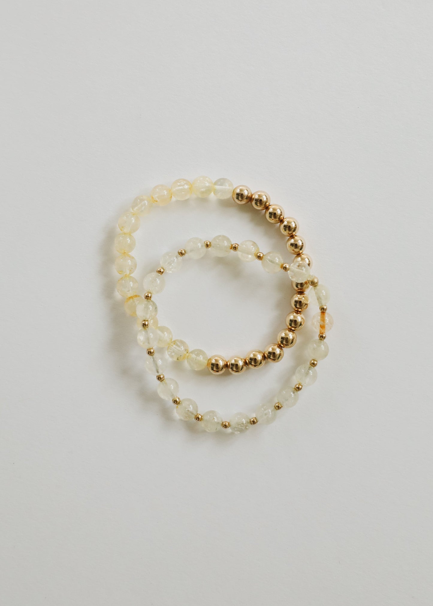 Citrine Gemstone + 14K Gold Filled Beaded Stretch Bracelet