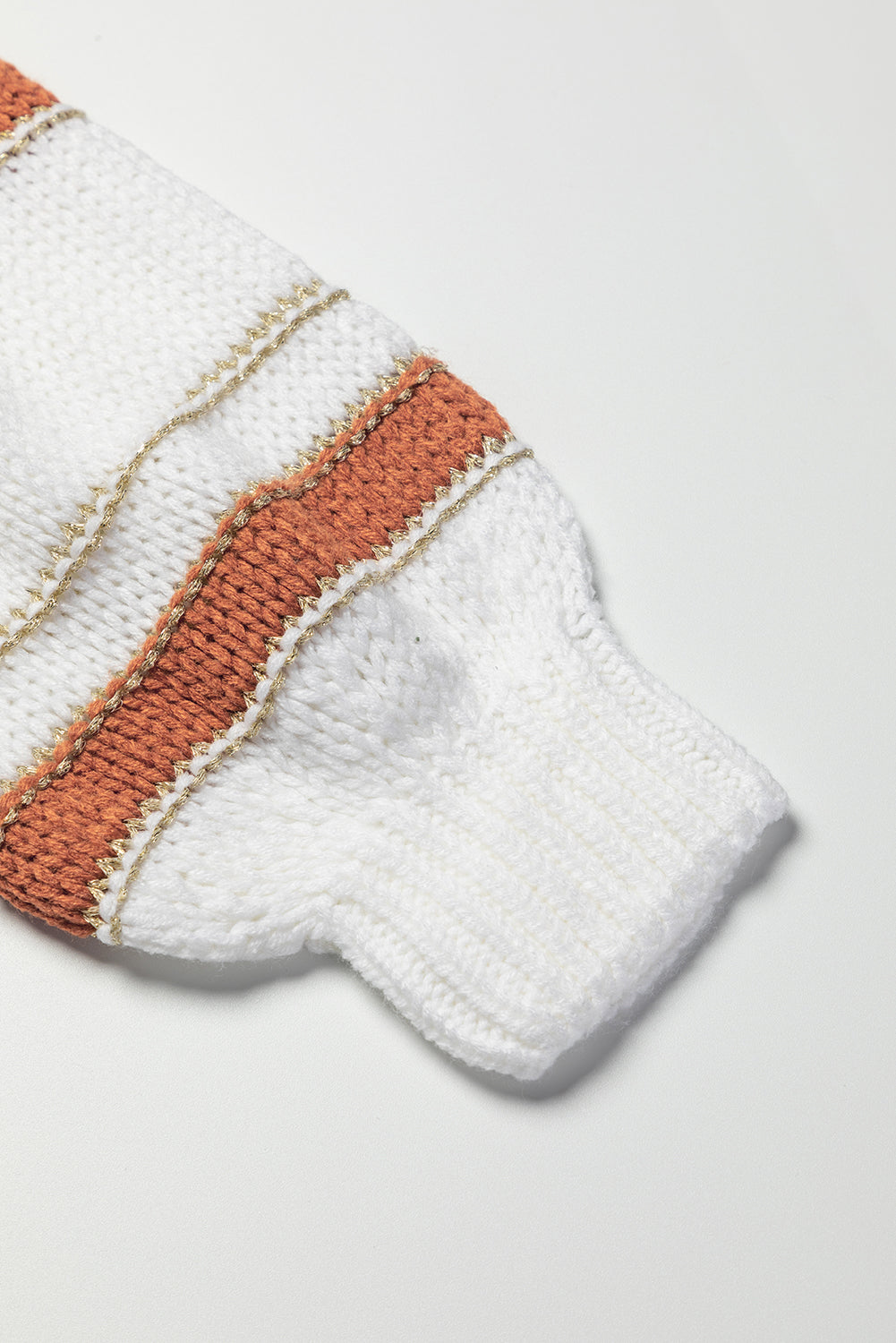 Maggie Striped Knit Puff Sleeve Casual Sweater
