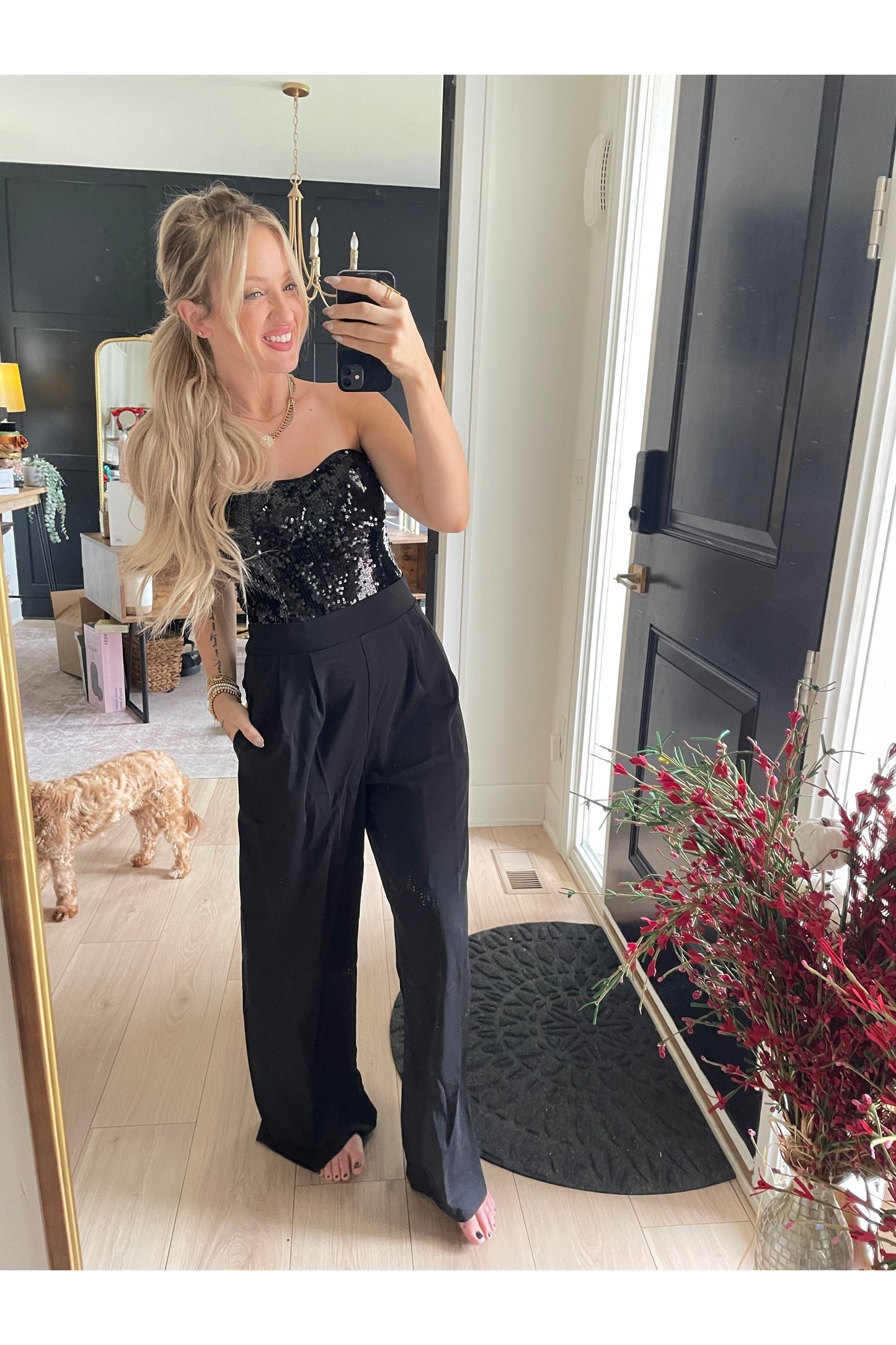 Black Sequin Jumpsuit