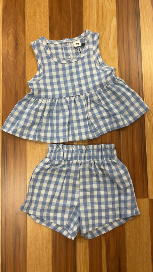 Alice Gingham Blue Bummie Set