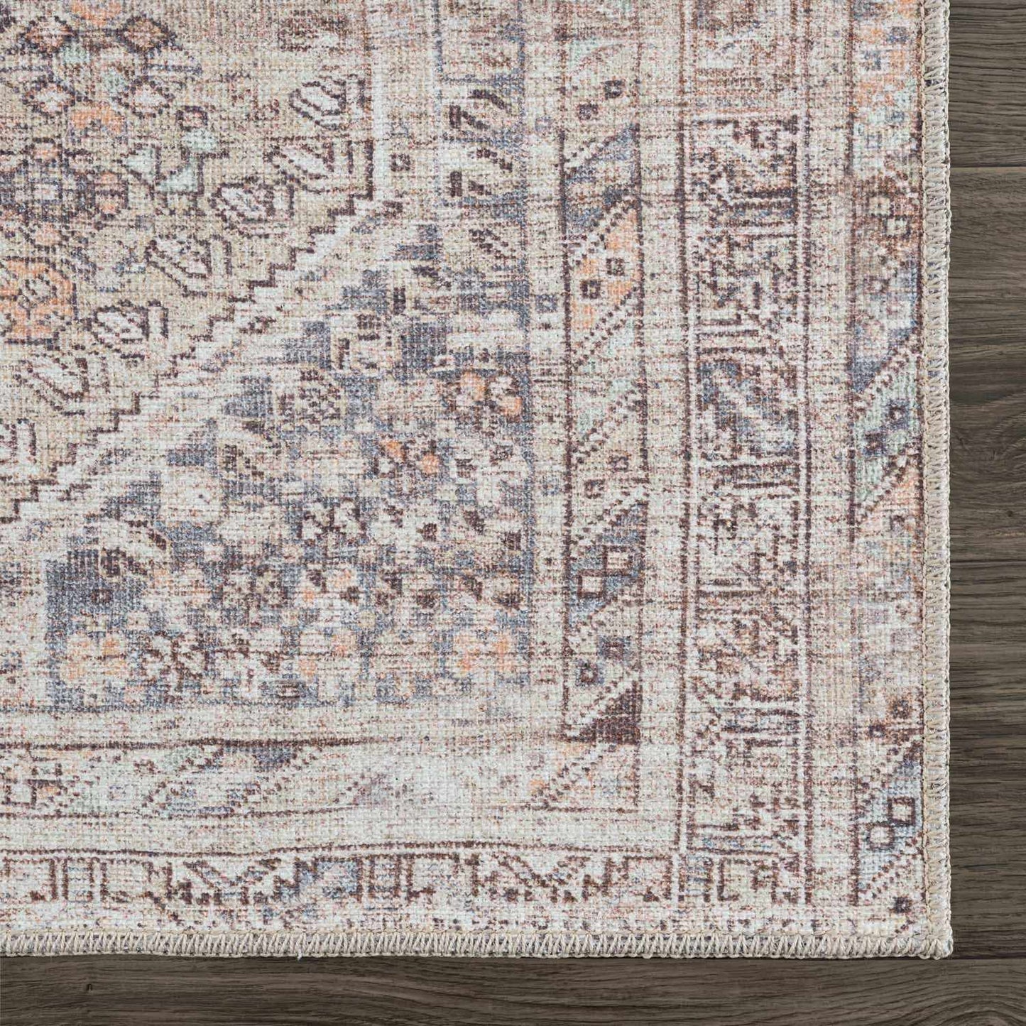 Barny Tan Flat Pile Washable Rug Area Rug