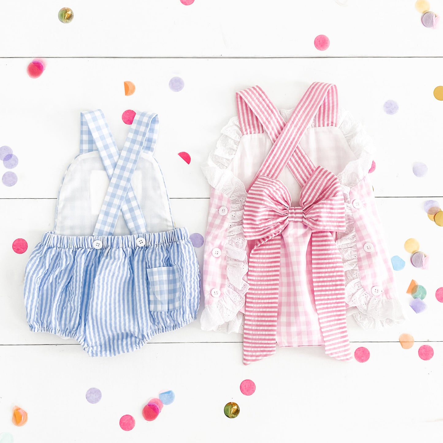 Smocked Blue First Birthday Bubble