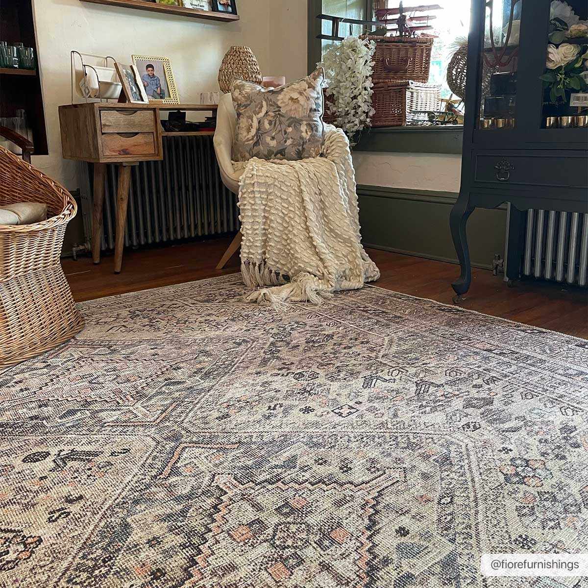 Barny Tan Flat Pile Washable Rug Area Rug