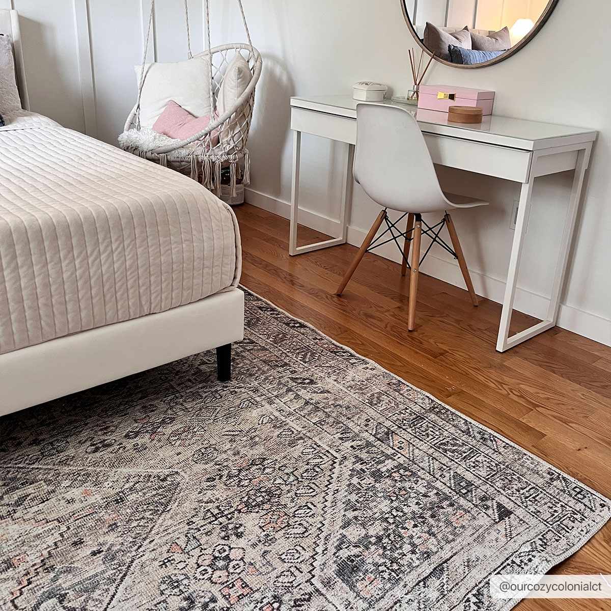 Barny Tan Flat Pile Washable Rug Area Rug