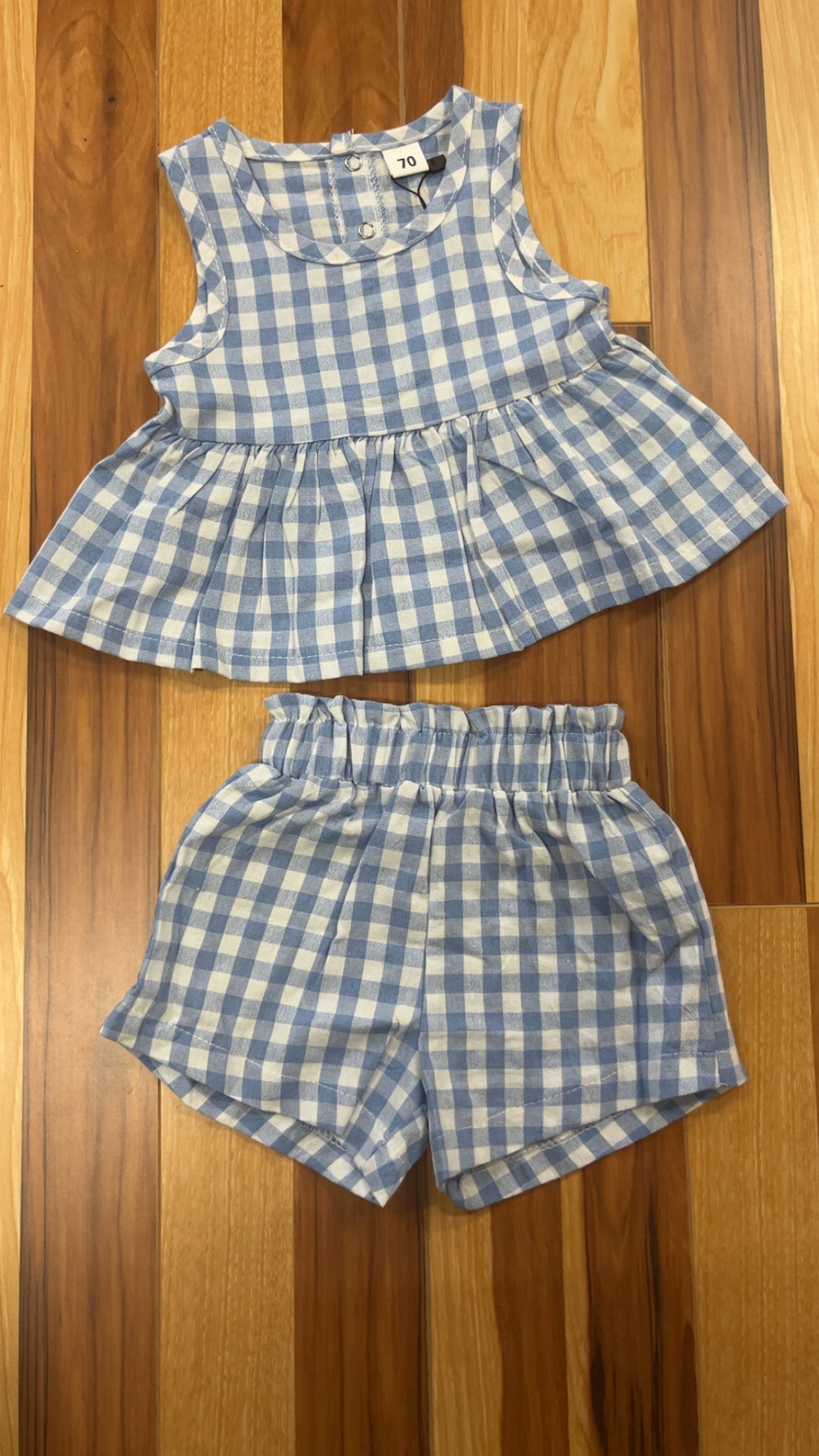 Alice Gingham Blue Bummie Set