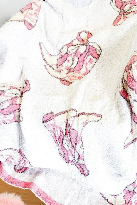 Pink Cowgirl Boot Luxury Blanket