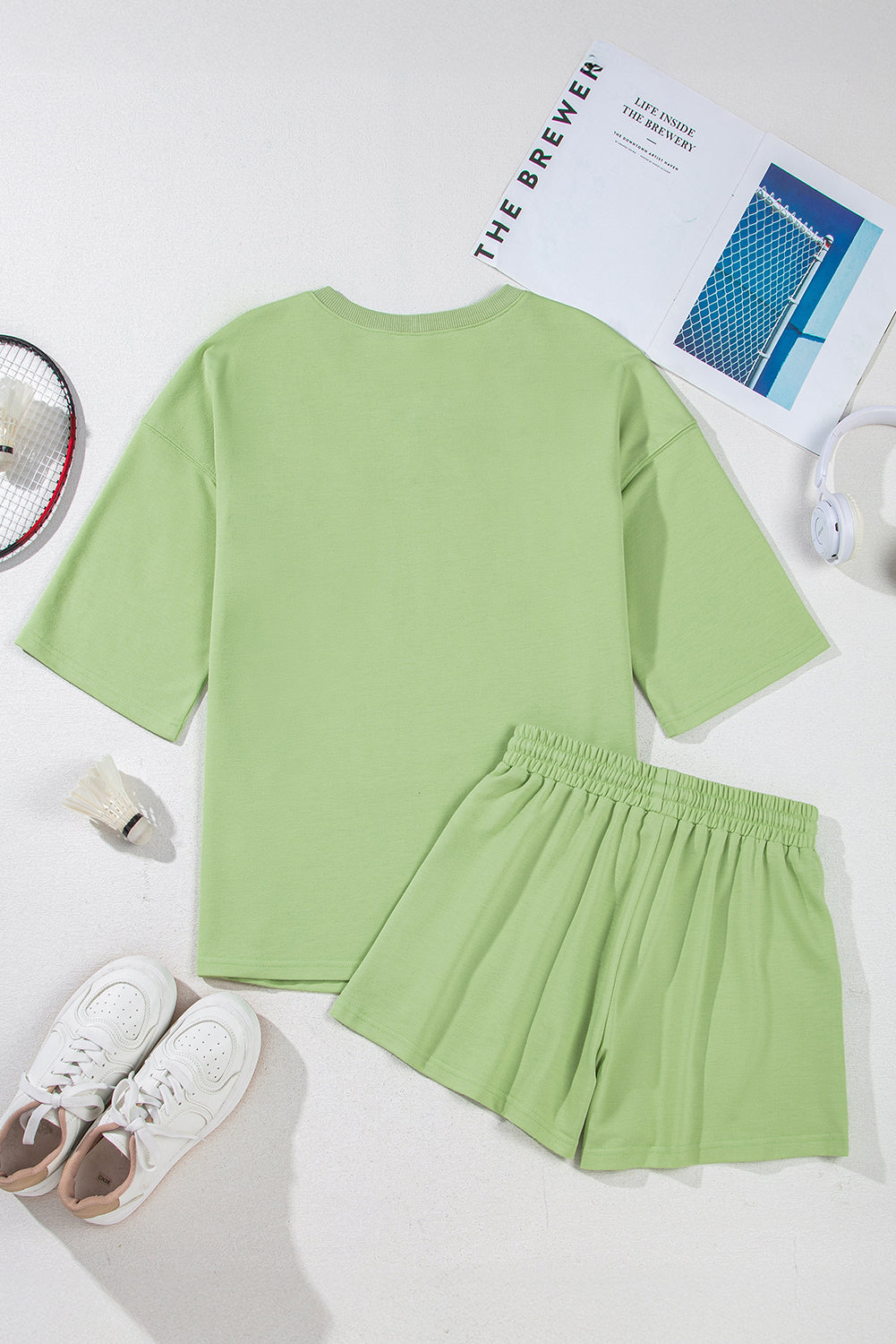 Emmeline Loose V Neck Half Sleeve Tee and Shorts