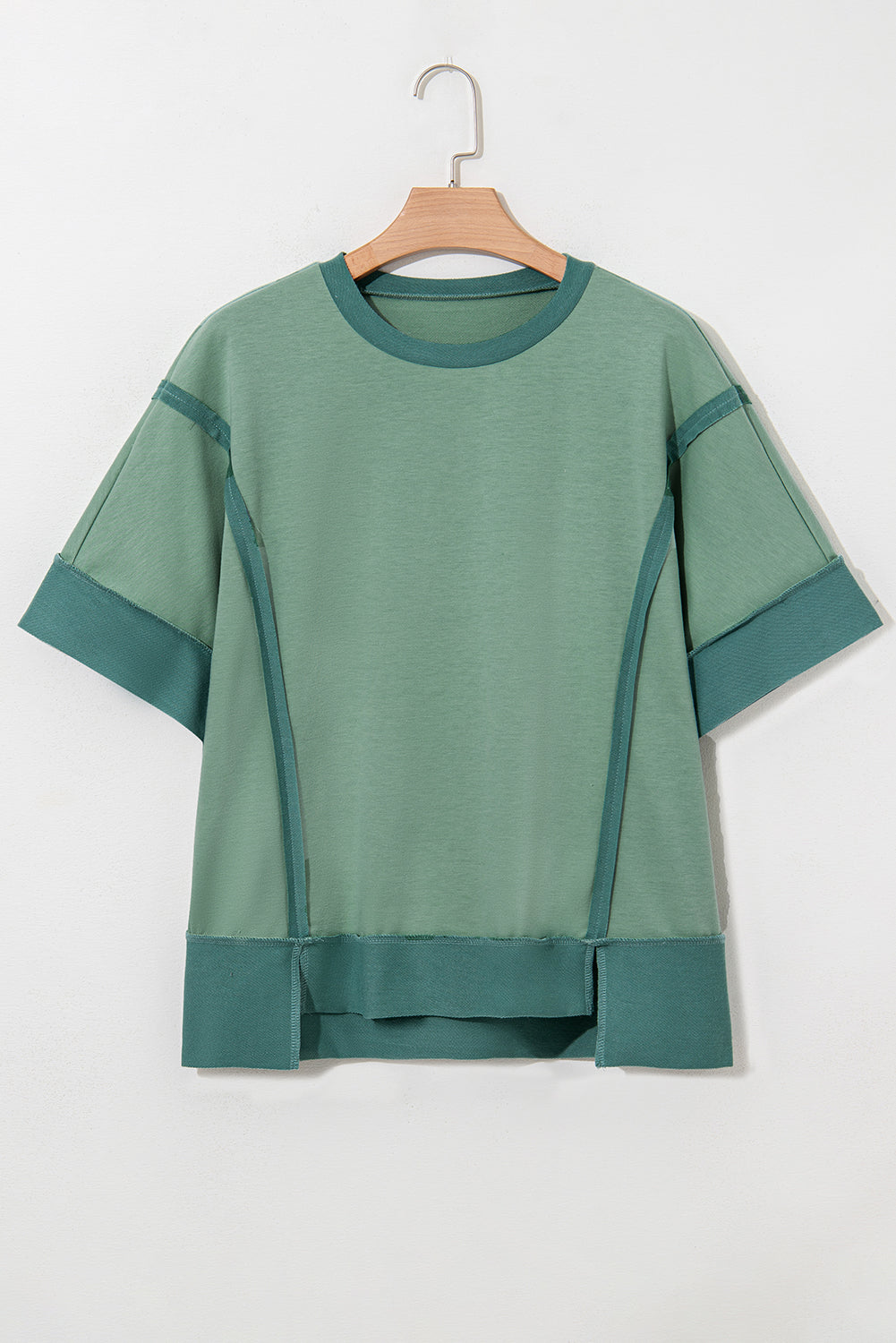 Mikaela Half Sleeve Raw Seam Split Top