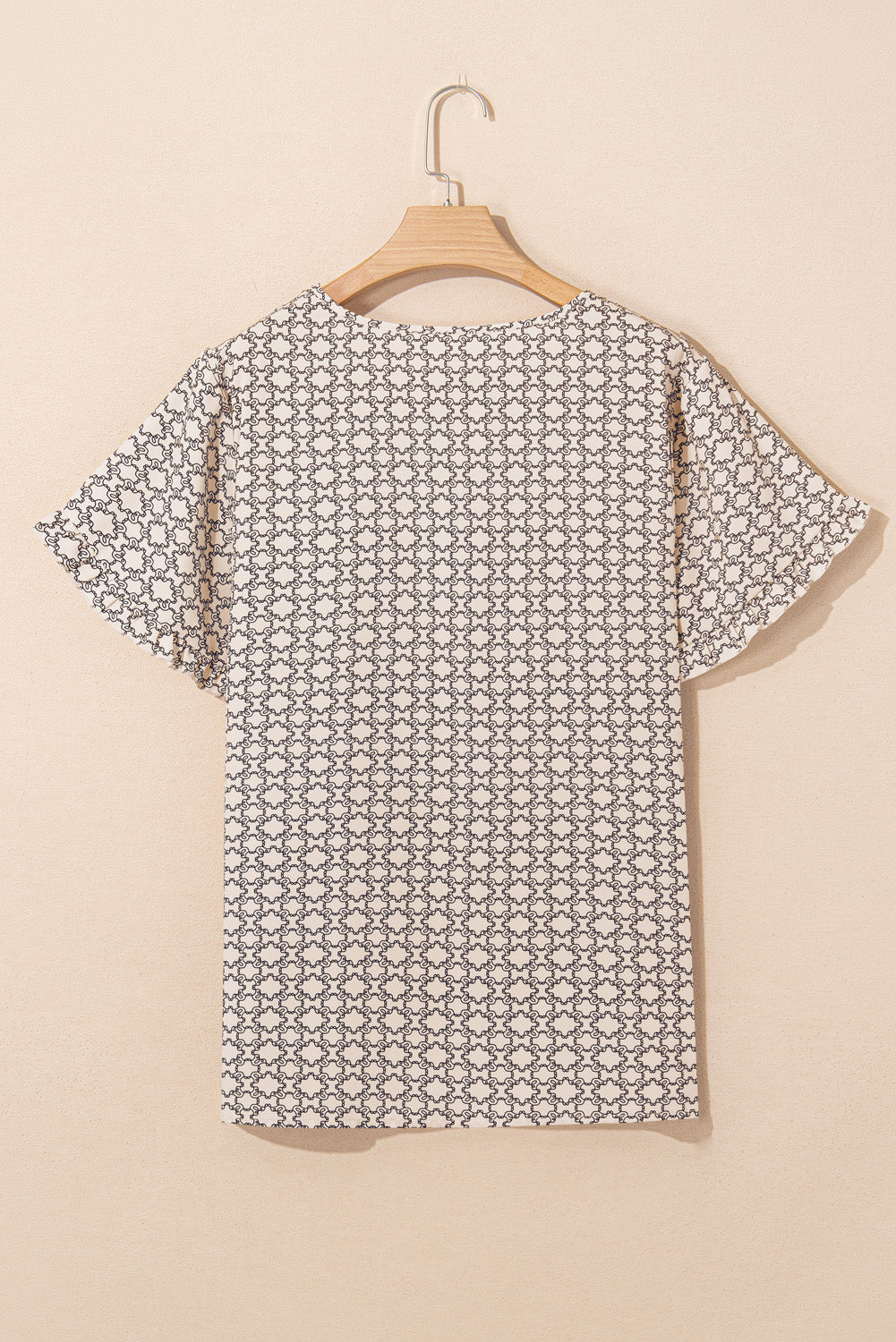 Faith Plus Size Geometric Ruffled Sleeve Blouse