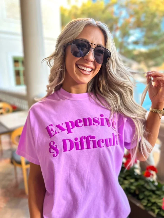 Expensive & Difficult Neon Violet Graphic Tee