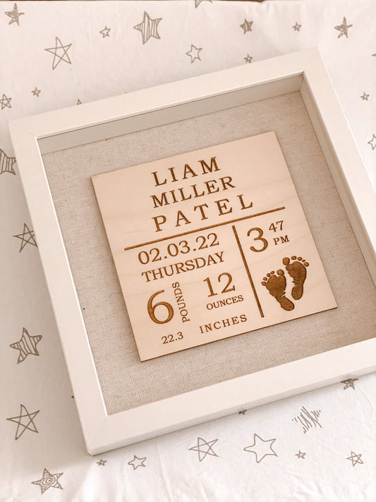 Baby Stats Keepsake Frame
