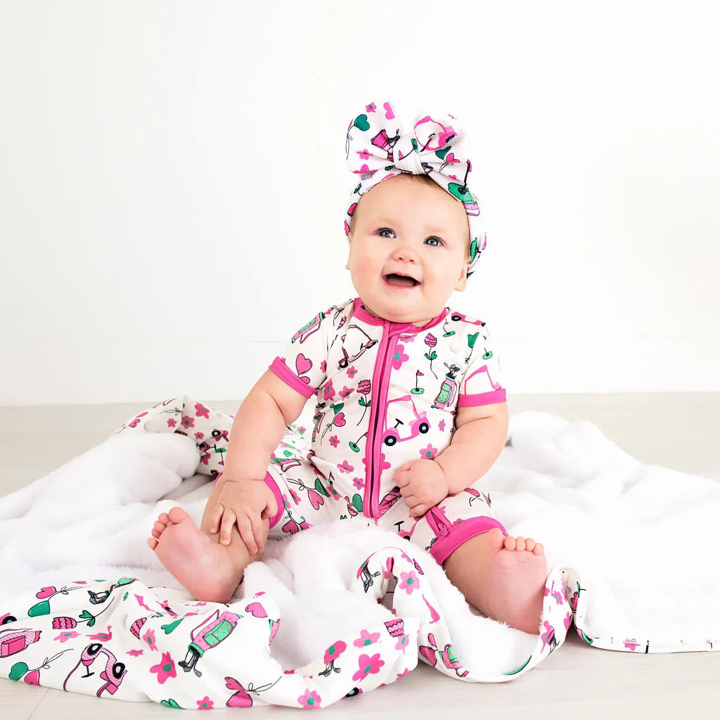 Gigi & Max: Lexi Pink Golf Bamboo Shortie Romper