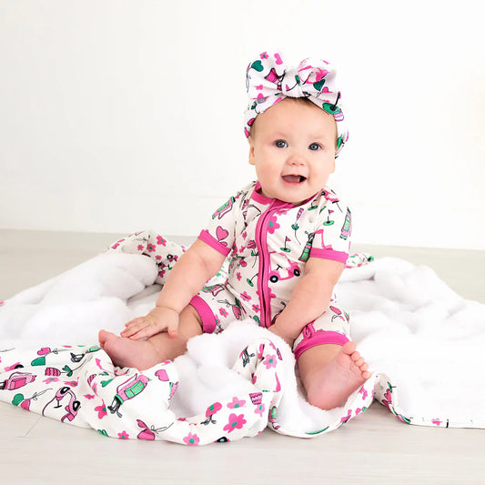 Gigi & Max: Lexi Pink Golf Bamboo Shortie Romper