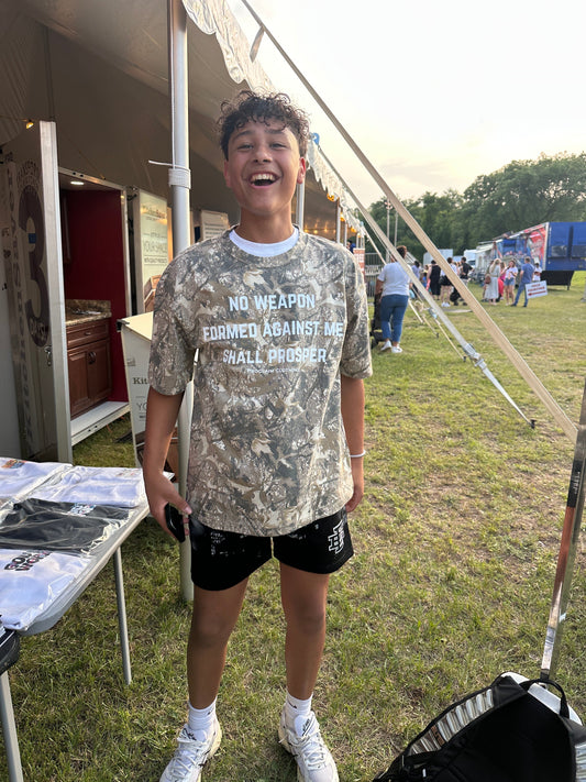 No Weapon Shall Prosper- Forest Camo T-Shirt