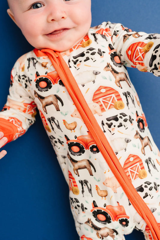 Little One Shop: Little Red Barnyard Bamboo Zippy Romper