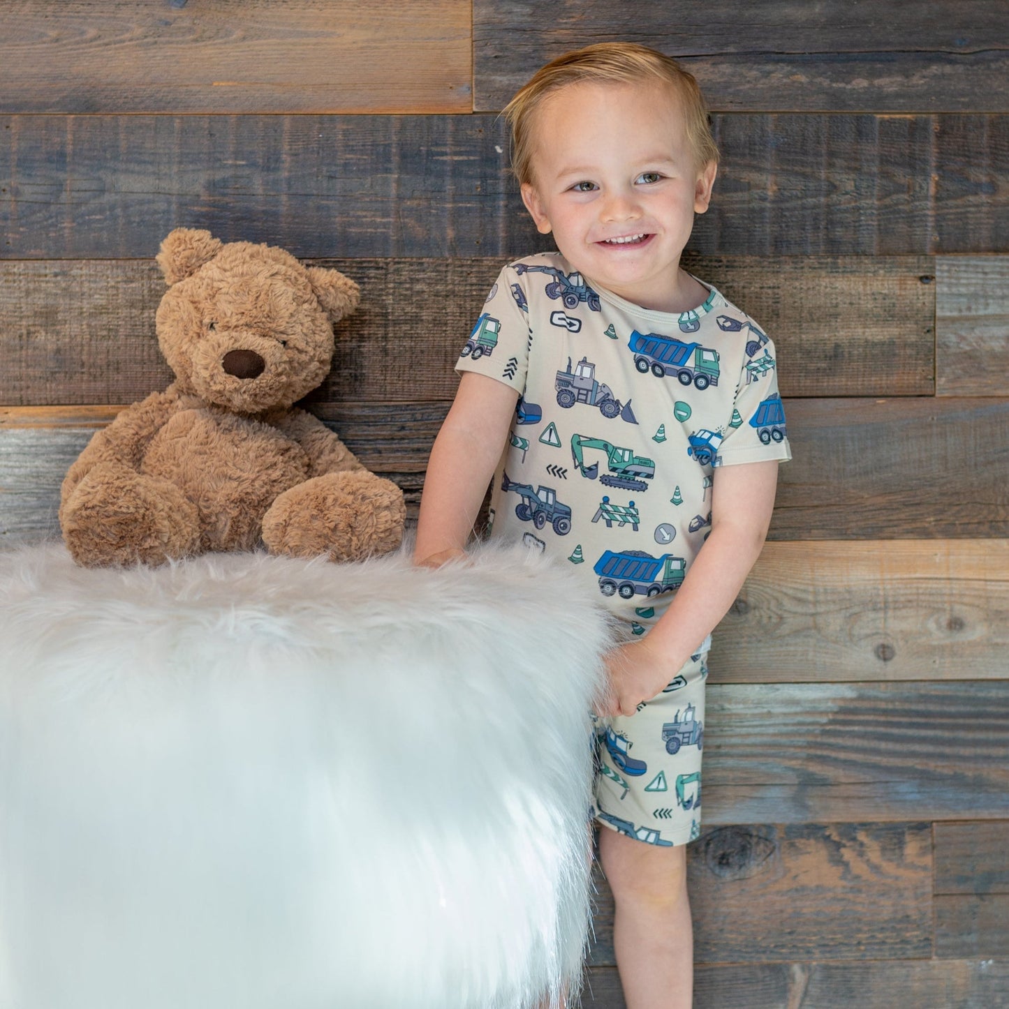 Trucks Diggers Construction Summer Pajama Set