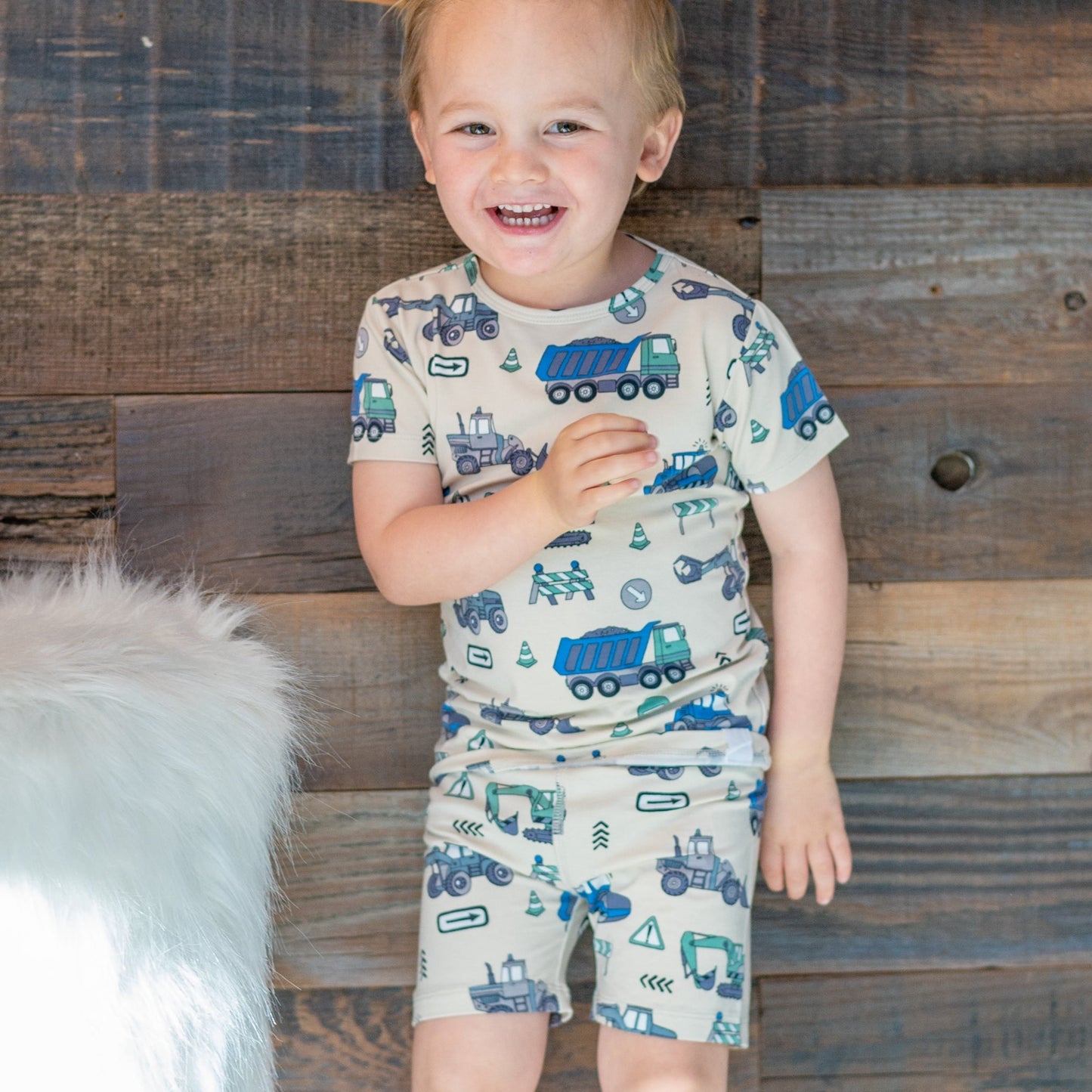 Trucks Diggers Construction Summer Pajama Set