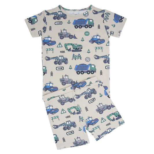 Trucks Diggers Construction  Summer Pajama Set