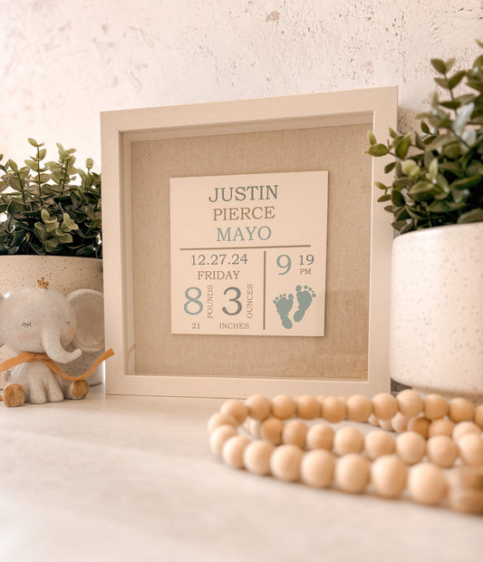Baby Stats Keepsake Frame - Color
