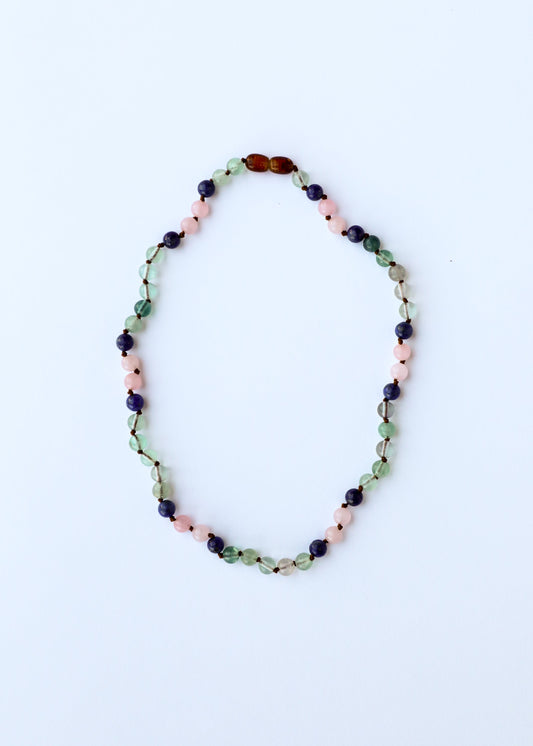 Fluorite + Lapis Lazuli + Rose Quartz || Gemstone Necklace