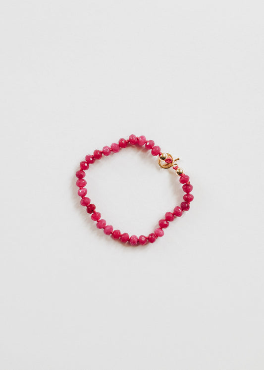 Pink Jade + 14k Gold Filled Toggle || Gemstone Bracelet or Anklet