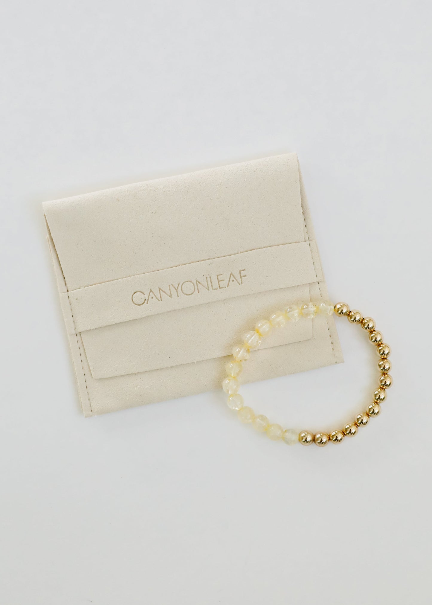 Citrine Gemstone + 14K Gold Filled Beaded Stretch Bracelet