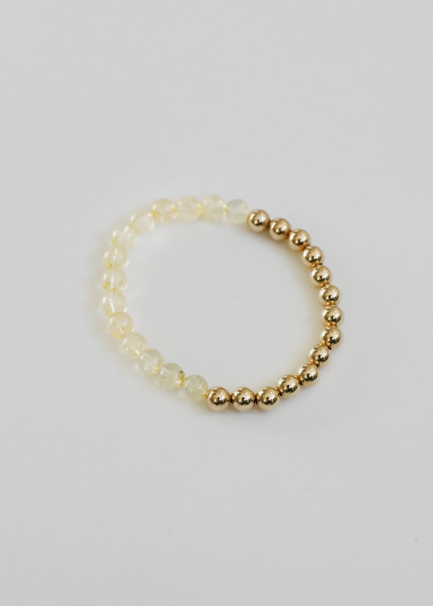 Citrine Gemstone + 14K Gold Filled Beaded Stretch Bracelet