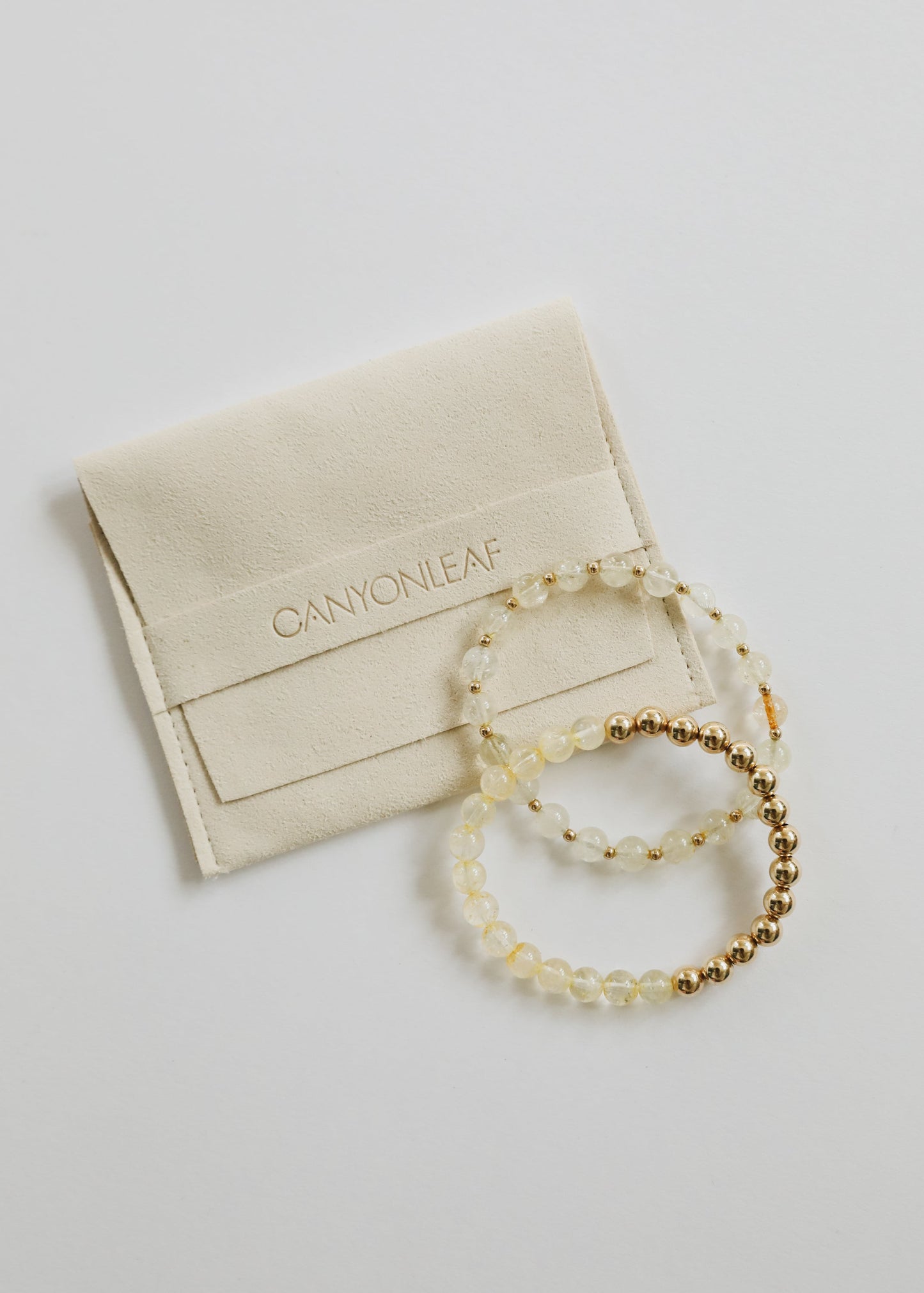 Citrine Gemstone + 14K Gold Filled Beaded Stretch Bracelet