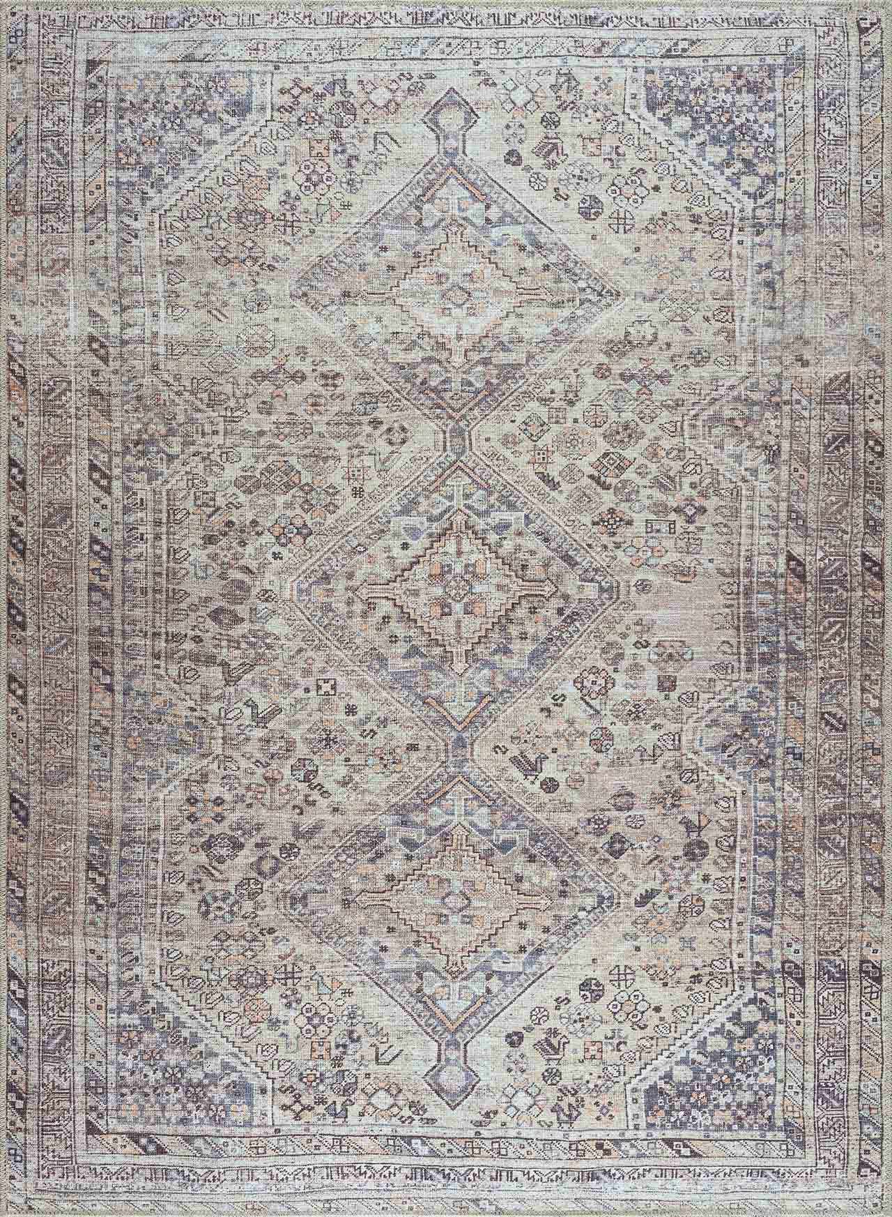 Barny Tan Flat Pile Washable Rug Area Rug