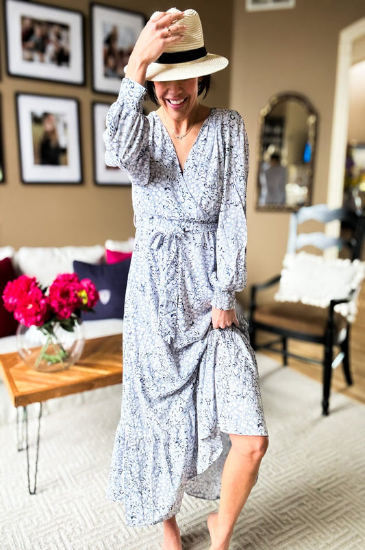 Blue Farmhouse Maxi Dress -clearance