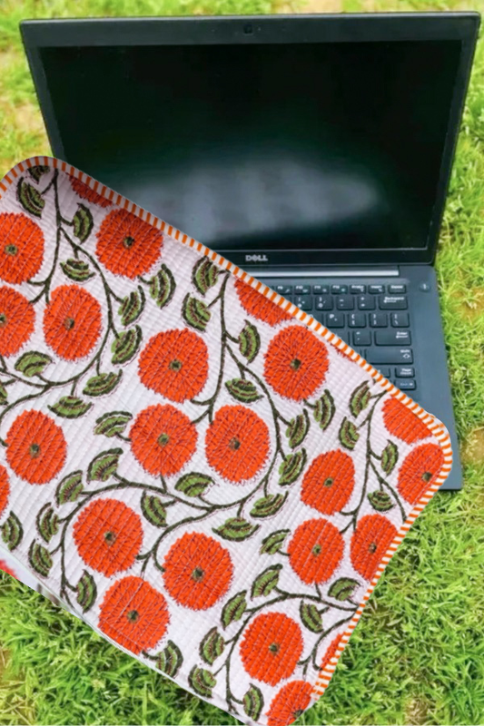 Waylon Orange Floral Print Laptop Sleeve