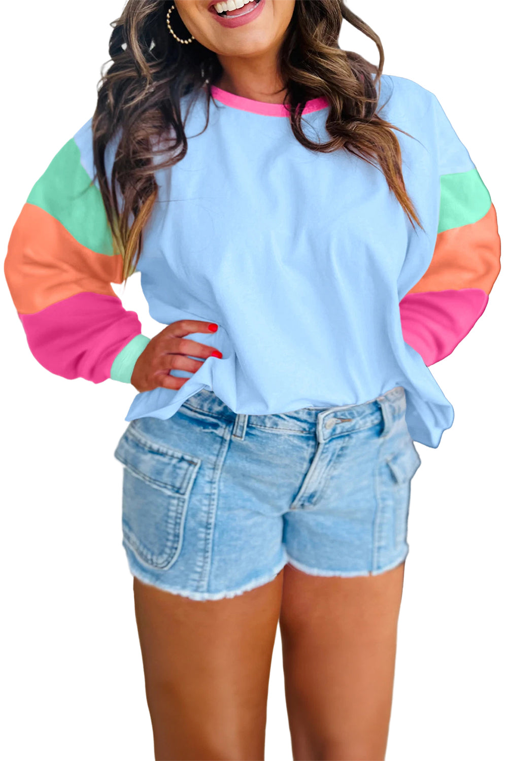 Harlow Plus Size Patchwork Long Sleeve Top