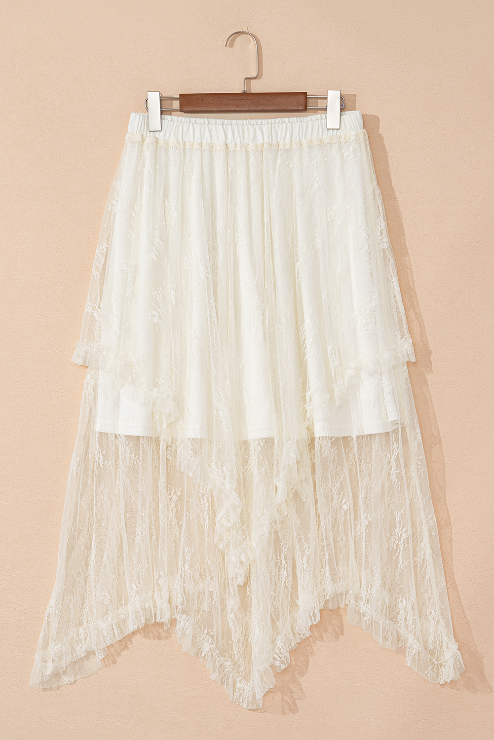 Aliza Lace Cascading Tiered High Waist Maxi Skirt