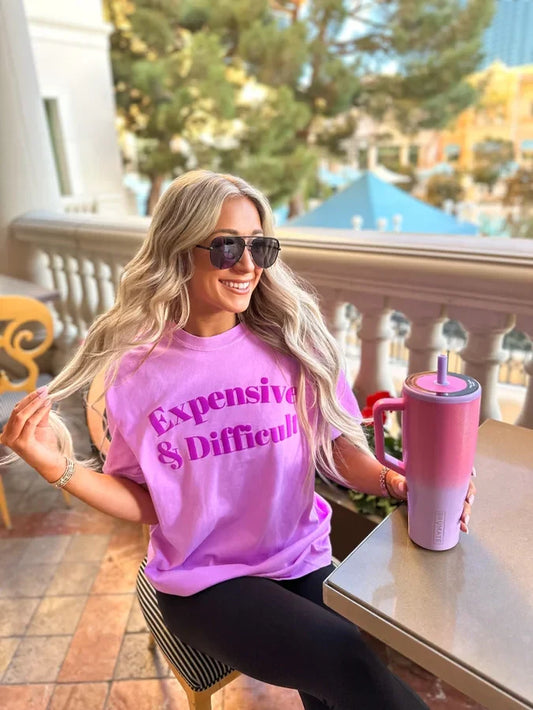 Expensive & Difficult Neon Violet Graphic Tee