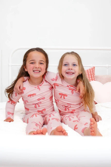 Pink Bow Bamboo Two Piece Set